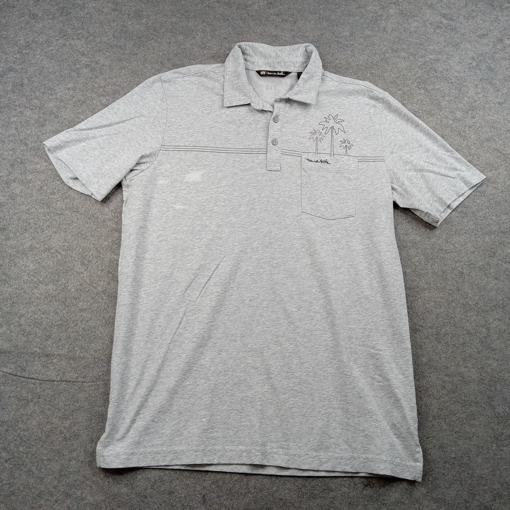 Travis Mathew Polo Shirt Mens Large Gray Palm‎ Tree Tropical Golf Casual Top*